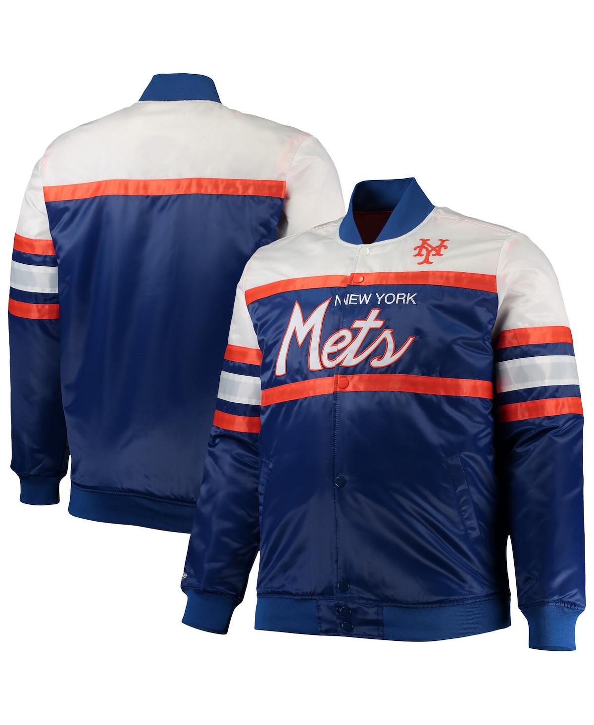 Men's Mitchell & Ness Royal, Orange New York Mets Big and Tall Coaches Satin Full-Snap Jacket - Royal, Orange