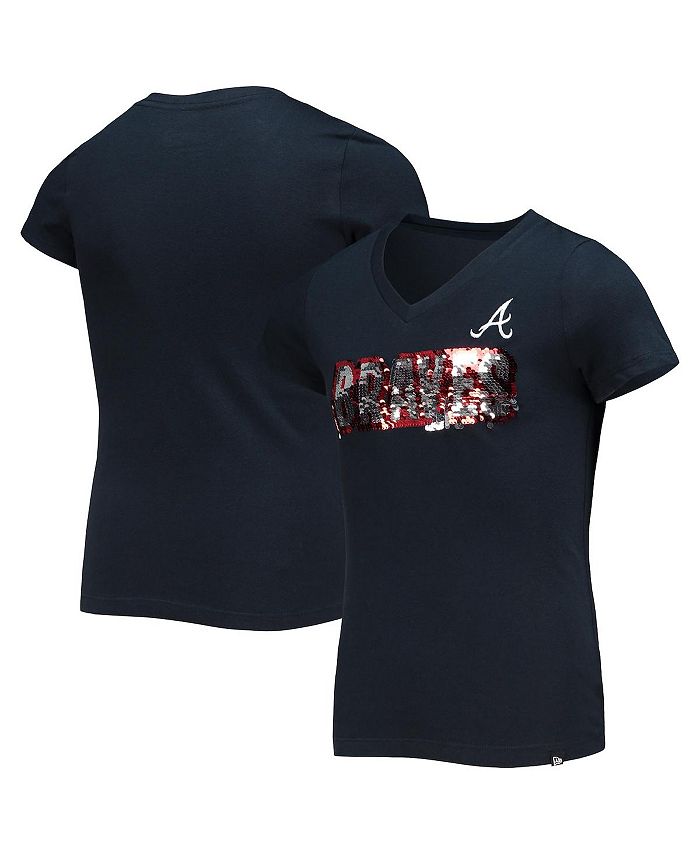Profile Women's White, Navy Atlanta Braves Plus Size Notch Neck T-shirt -  Macy's