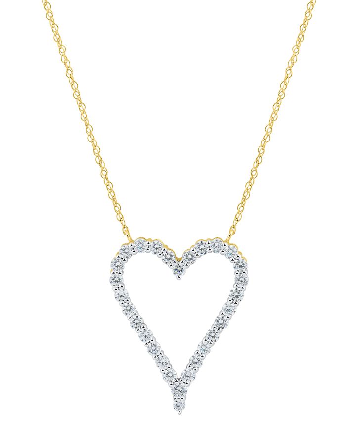 Macy s Diamond Open Heart Pendant Necklace 3 4 ct. t.w. in 14k