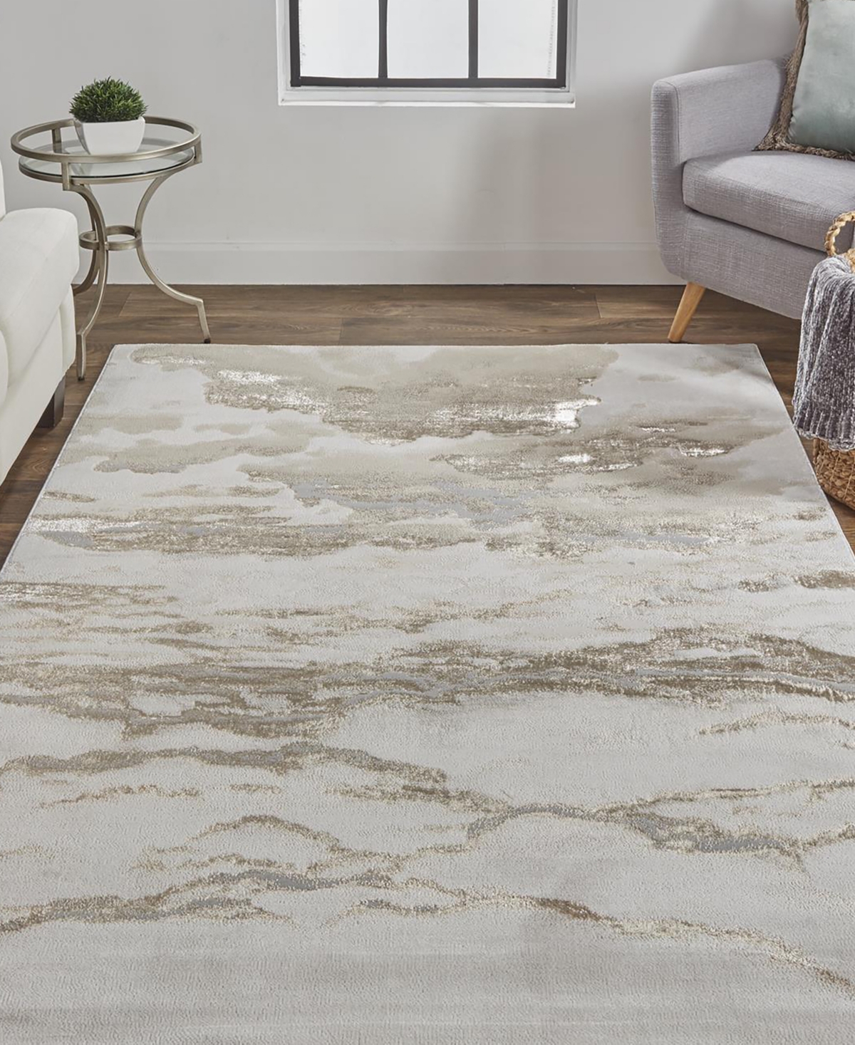 Feizy Aura R3727 Area Rug - Gold-Tone, Beige