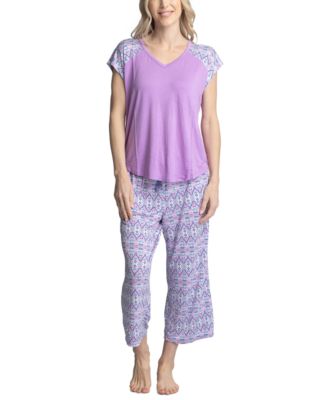 MUK LUKS Women's Twinning 2-Pc. Short Sleeve & Capri Pajama Set - Macy's