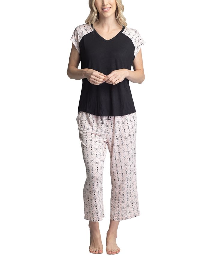 MUK LUKS Women's Twinning 2-Pc. Short Sleeve & Capri Pajama Set - Macy's