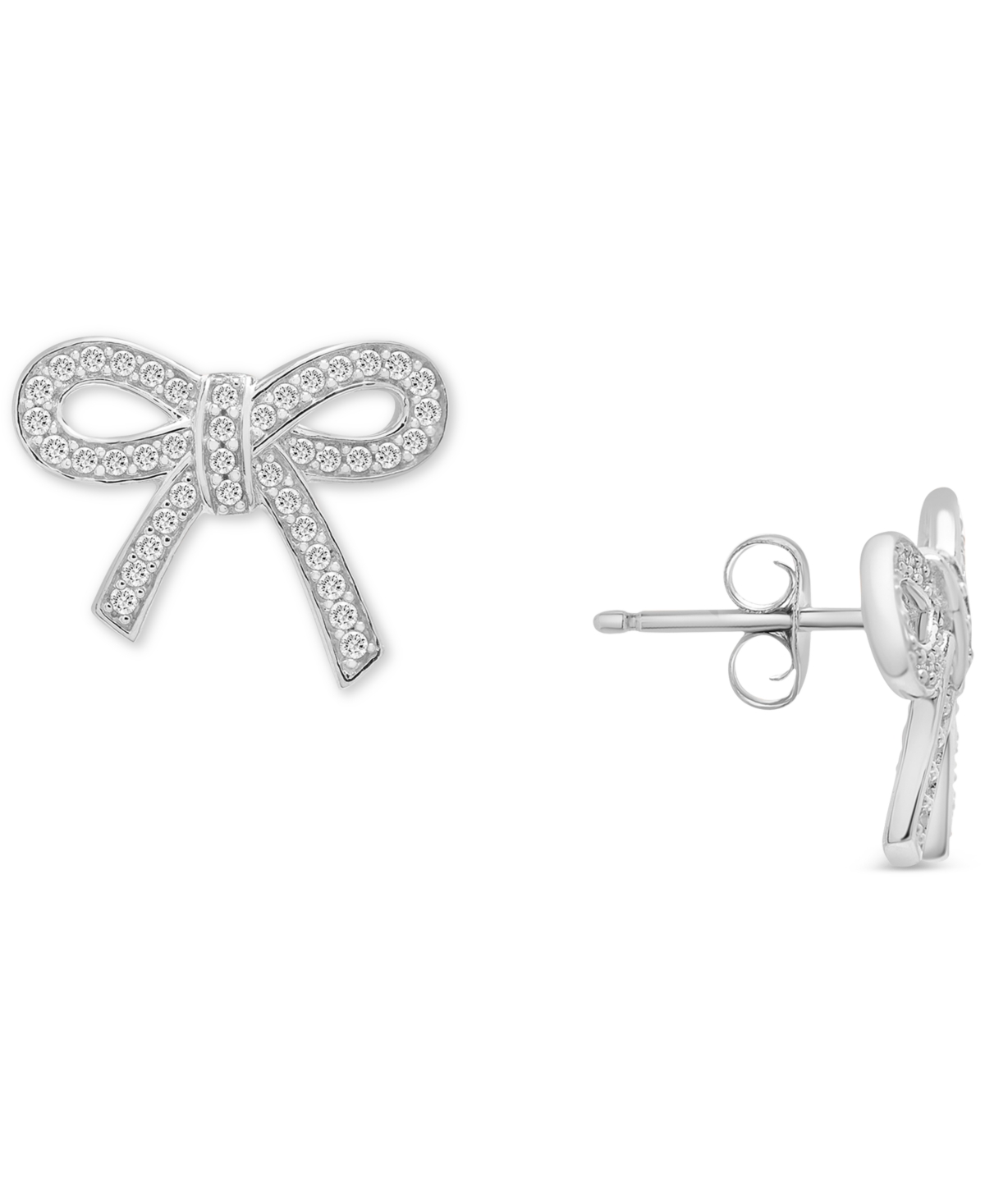 Diamond Bow Earrings (1/4 ct. t.w.) in 14k Gold, Rose Gold, or White Gold, Created for Macy's - White Gold