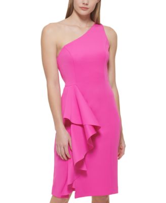 Eliza J One-Shoulder Ruffled Bodycon Dress - Macy's