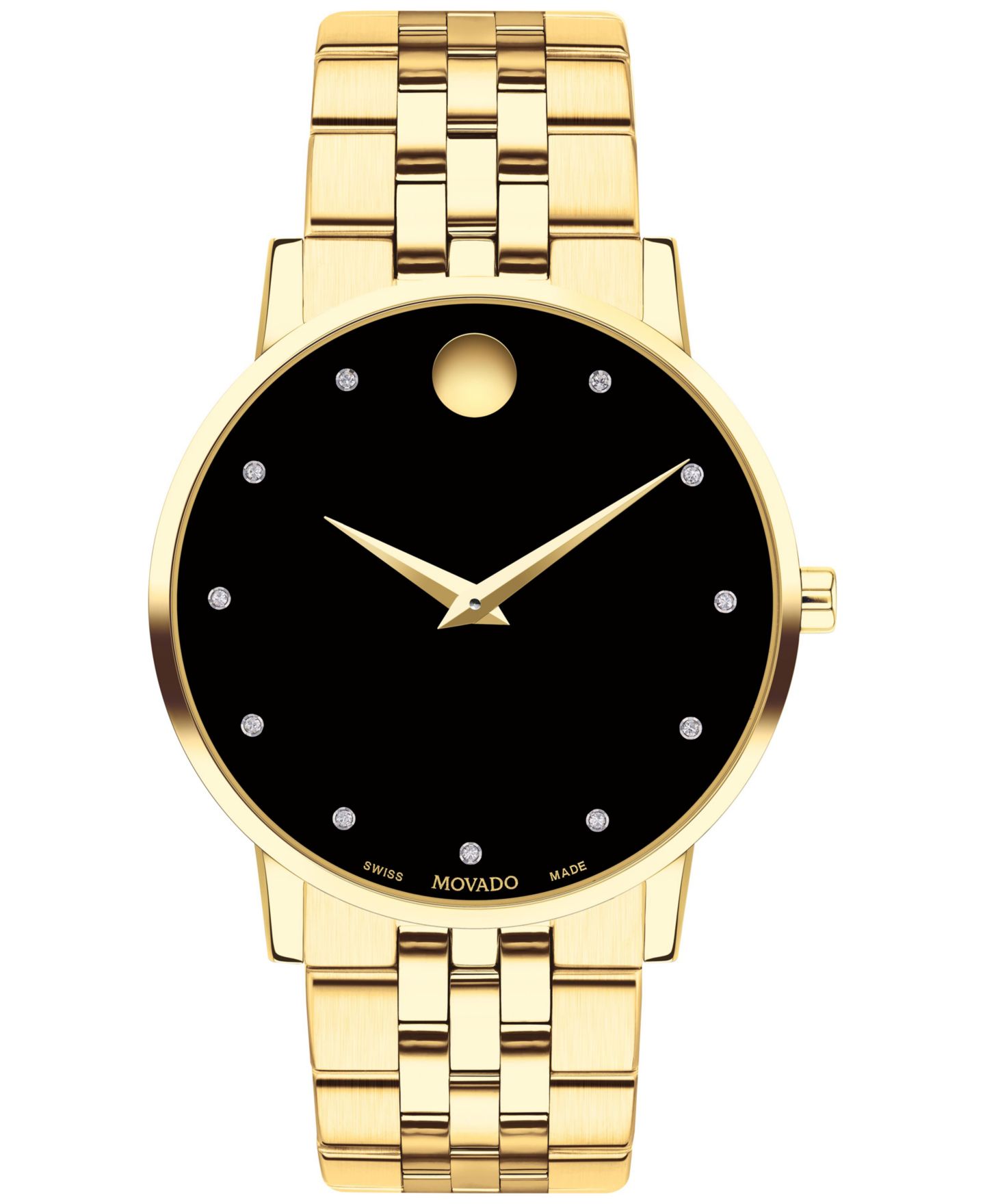 Часы Movado Unisex Swiss Museum Classic Diamond (1/20 ct. t.w.) Gold PVD Stainless Steel Bracelet Watch 40mm — фото 1