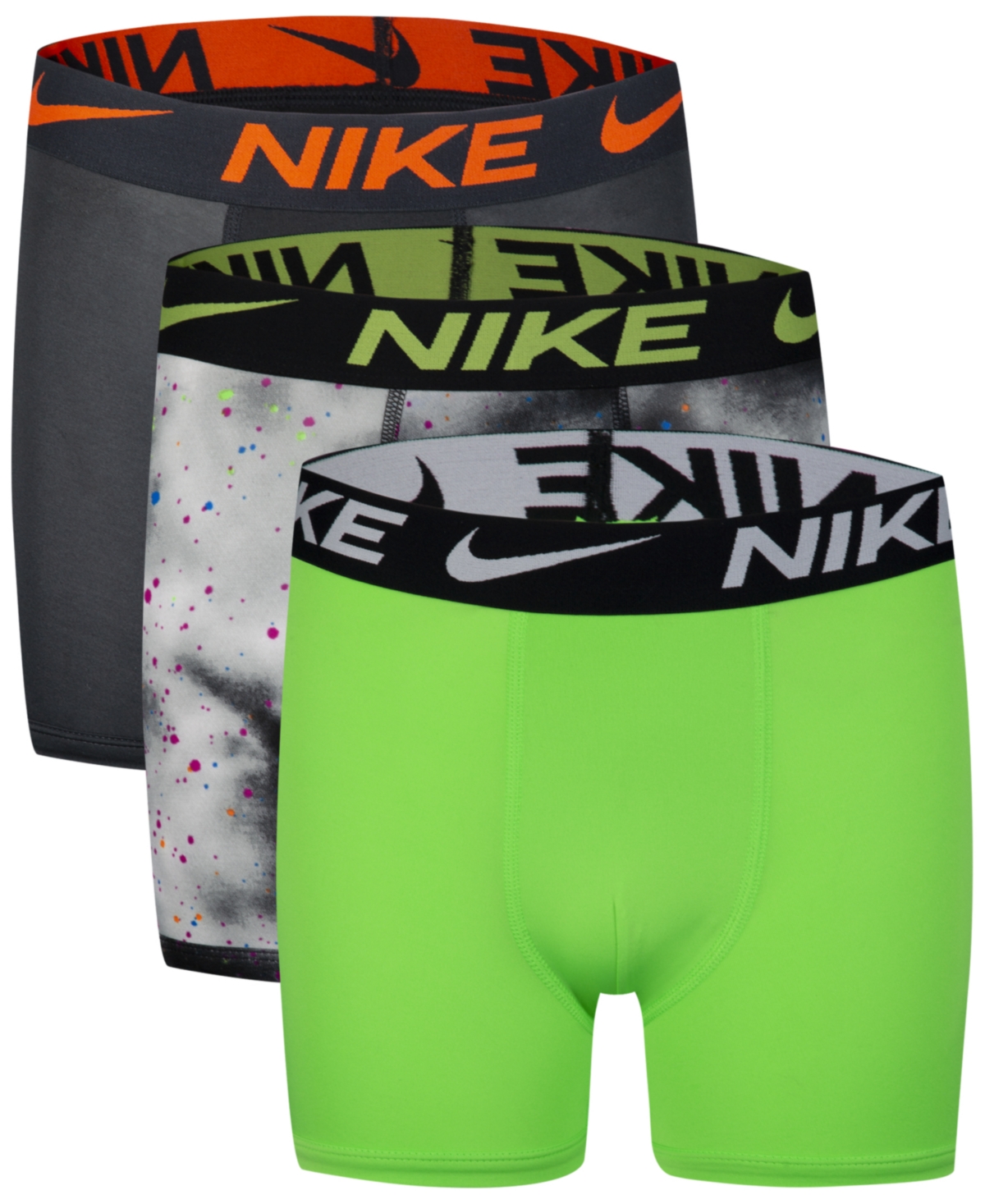 Nike Boys' 3 Pack Essential Boxer Briefs - Little Kid, Big Kid In Gray,black