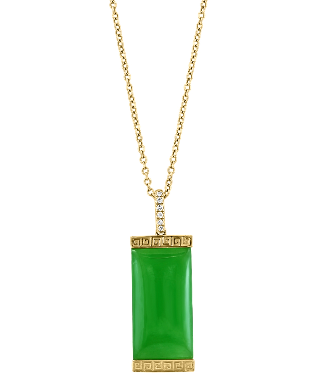 Effy Collection Effy Jade & Diamond Accent Rectangle 18" Pendant Necklace in 14k Gold