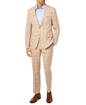 tan suit jacket black pants