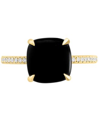 EFFY&reg; Onyx & Diamond (1/20 ct. t.w.) Ring in 14k Gold