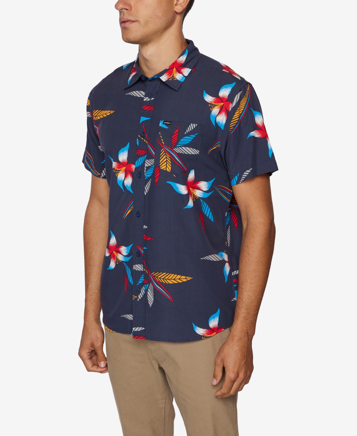 O'neill Yabro Hibiscus Short Sleeve Button-up Shirt In Navy