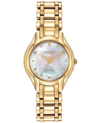 Citizen - Women's Silhouette Eco-Drive Gold-Tone Stainless Steel Bracelet Watch 27mm EM0282-56D