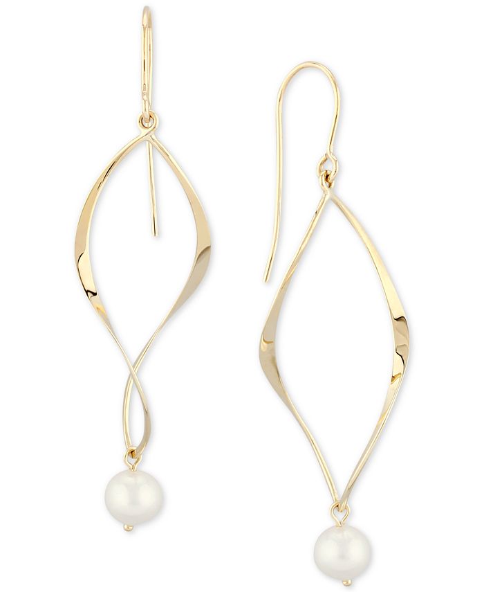 Macy's Cultured Freshwater Pearl (8mm) Drop Earrings in 14k Gold - Macy's