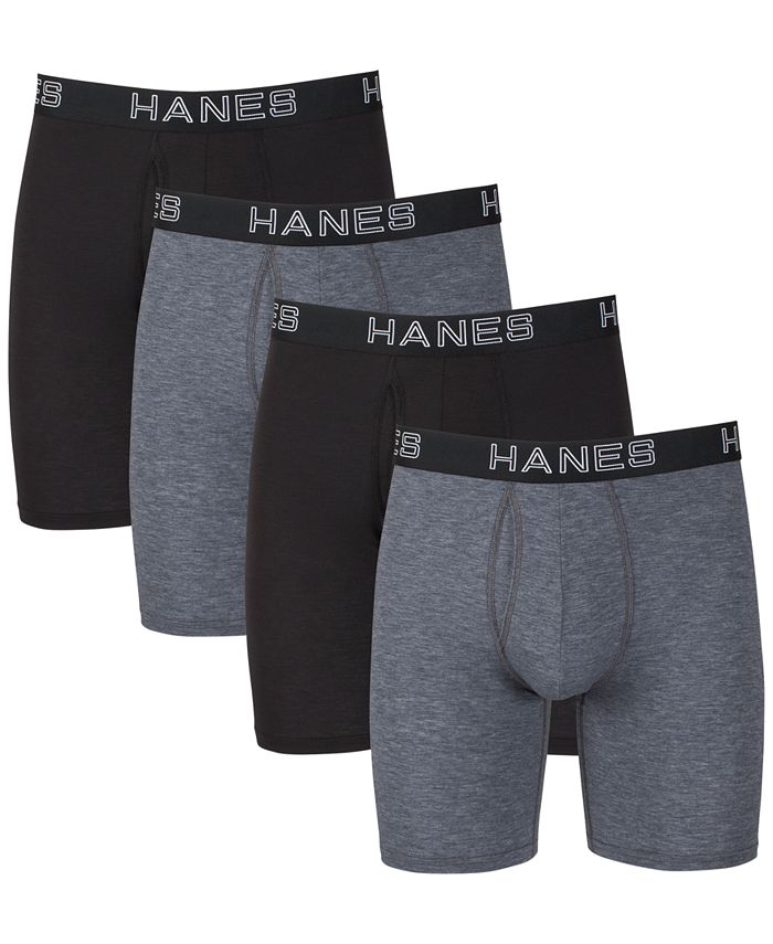 Hanes Men's Ultimate® ComfortFlex Fit® 4-Pk. Moisture-Wicking Long-Leg  Boxer Briefs - Macy's