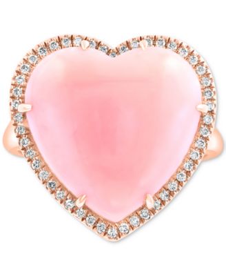 EFFY&reg; Pink Opal (10-9/10 ct. t.w.) & Diamond (1/5 ct. t.w.) Heart Ring in 14k Rose Gold