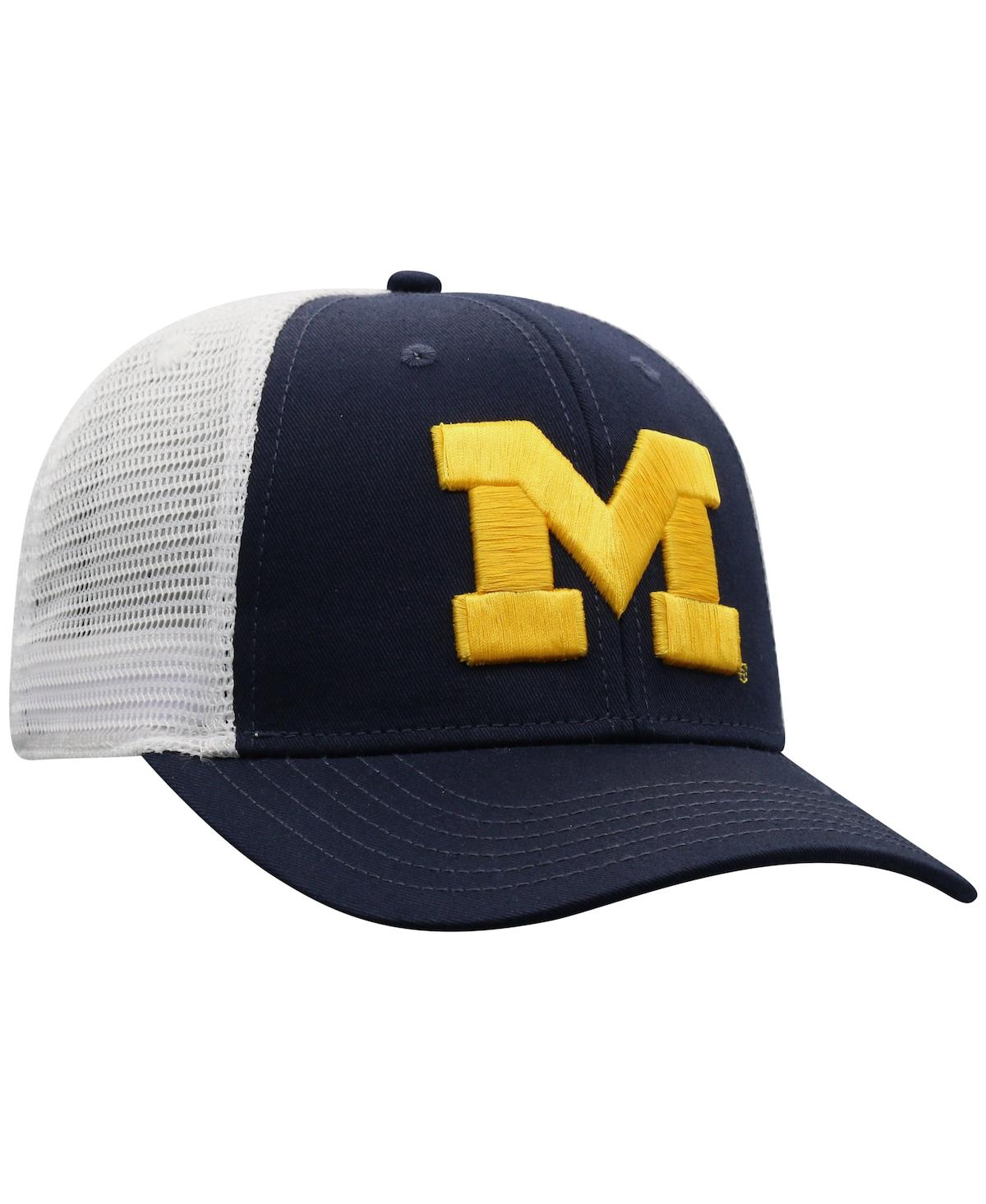 Top Of The World Men's  Navy, White Michigan Wolverines Trucker Snapback Hat In Navy,white