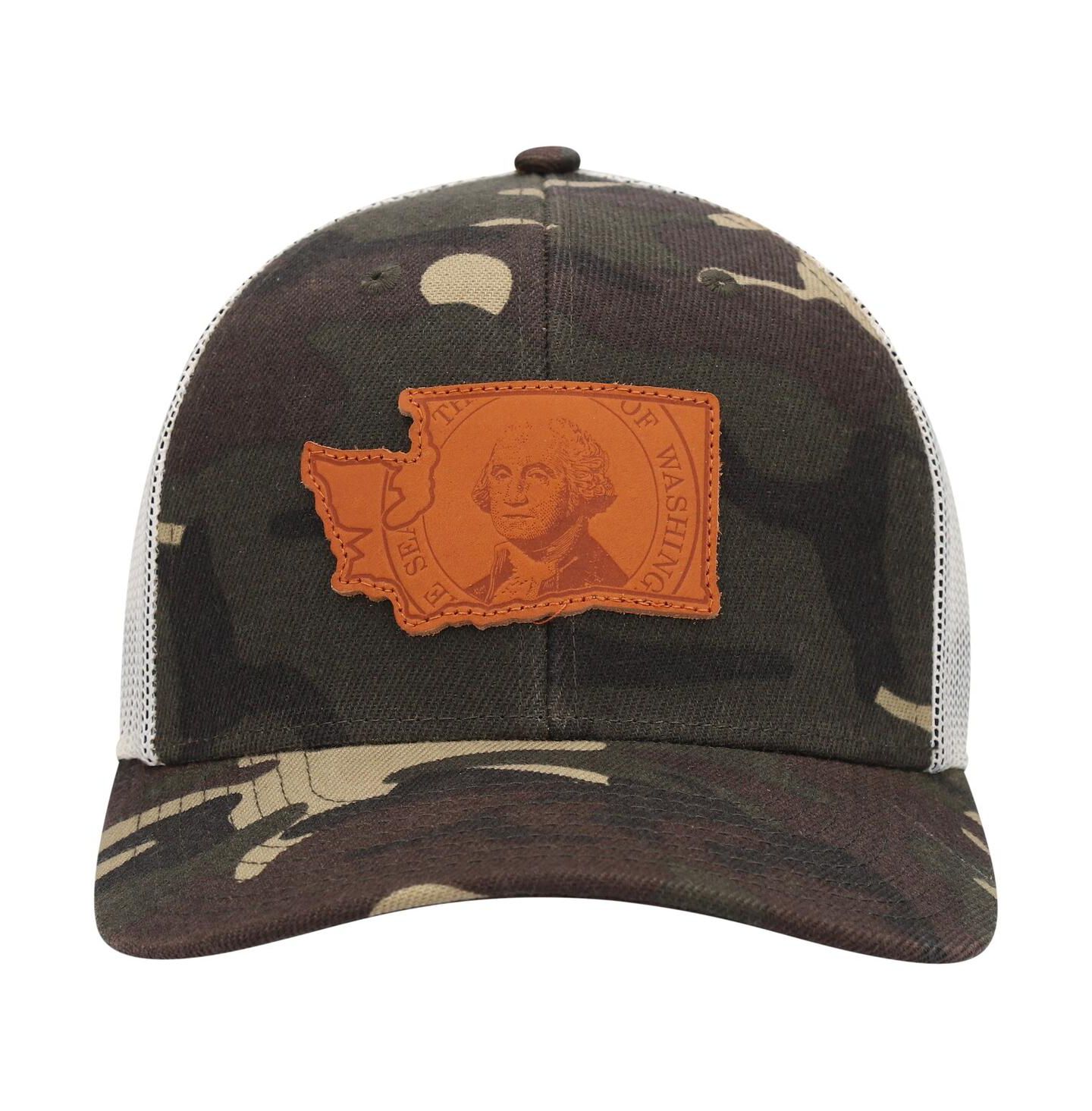 Мужская кепка Local Crowns Camo Washington Icon Woodland State Patch Trucker Snapback Hat — фото 3