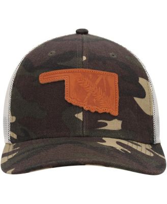 Men's Camo Oklahoma Icon Woodland State Patch Trucker Snapback Hat