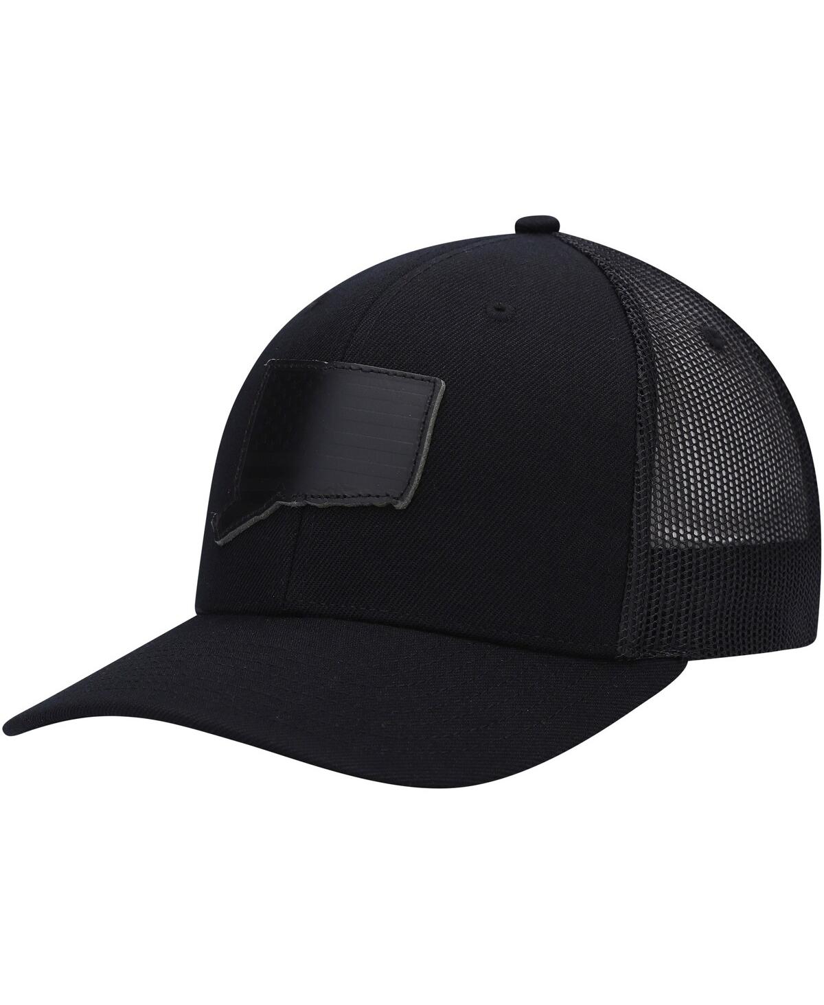 Shop Local Crowns Men's  Connecticut Blackout State Patch Trucker Snapback Hat