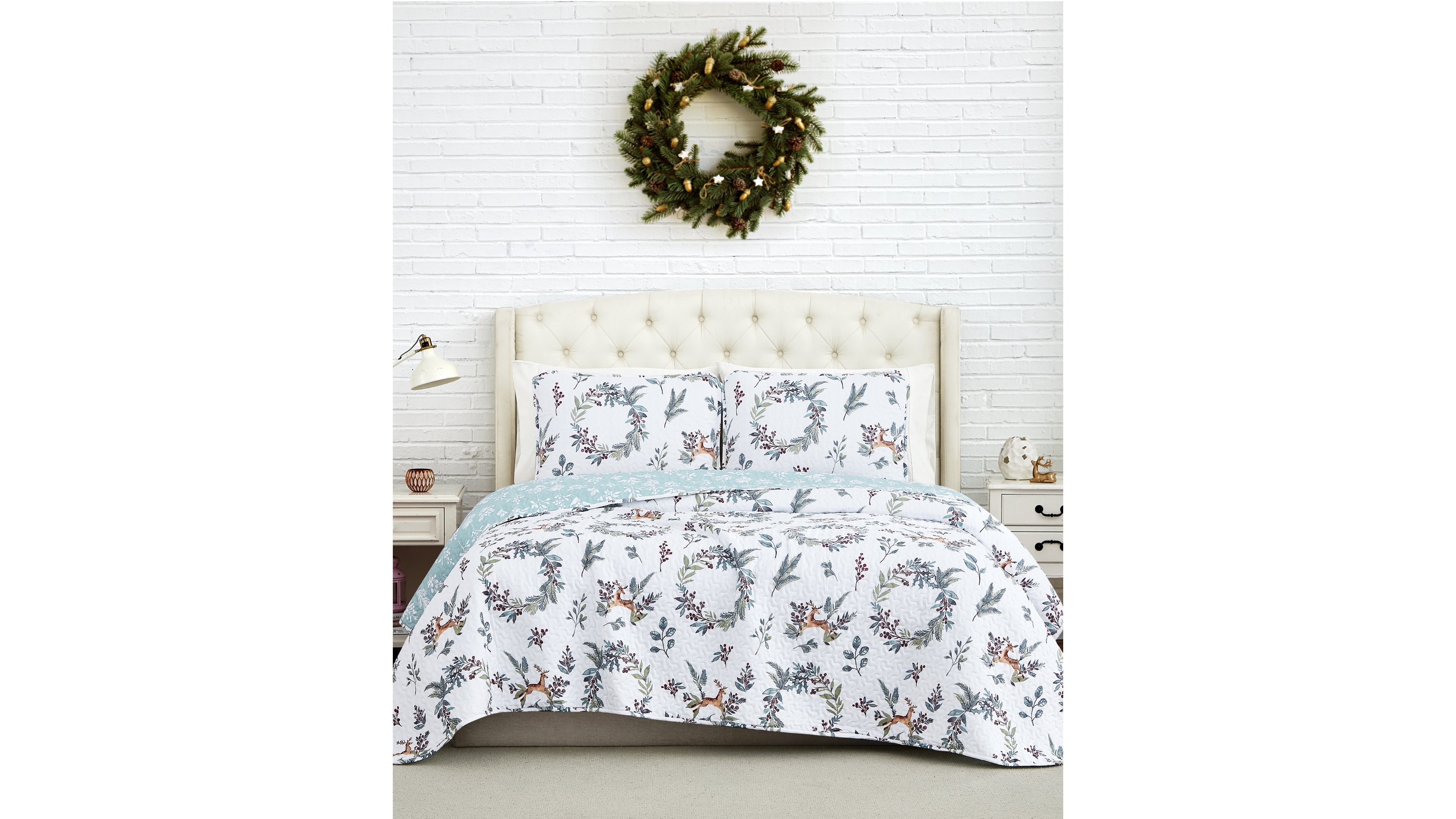 Southshore Fine Linens Happy Holidays Oversized Reversible 3-Pc. Quilt Set, Twin/Twin Xl