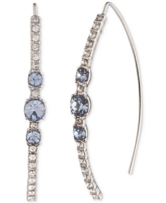 Givenchy - Silver-Tone Pav&eacute; & Blue Crystal Threader Earrings