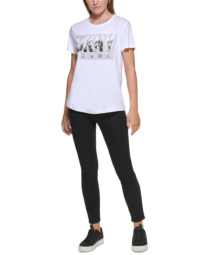 DKNY Jeans Women's Embellished Logo T-Shirt - Macy's