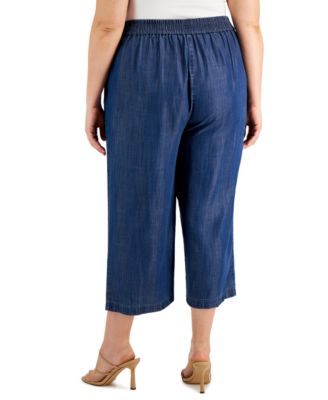 Calvin Klein Plus Size Denim Wide-Leg 