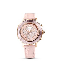 Octea Lux Chrono Pink Leather Strap Watch, 38.1mm