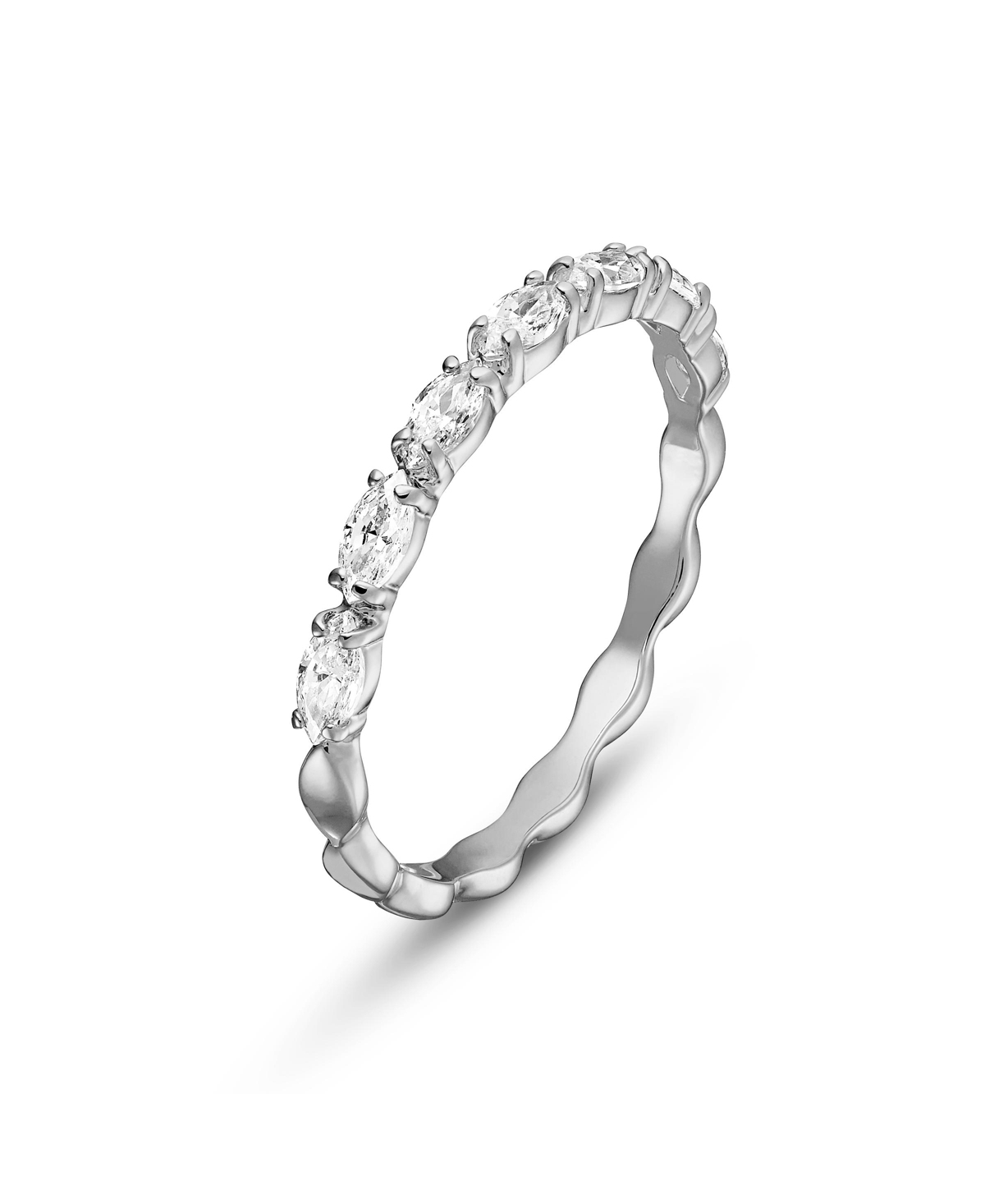 Swarovski Vittore Marquise Cut Rhodium Plated Ring In Silver