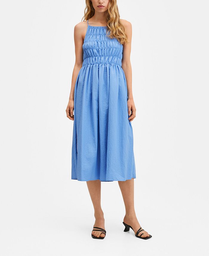 Mango ruched detail online dress
