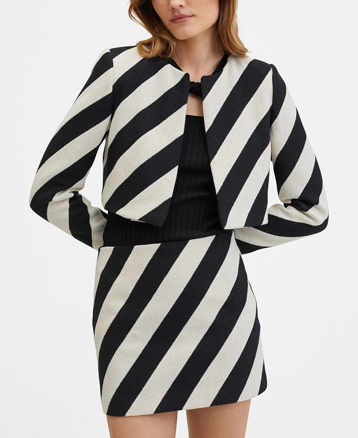 MANGO Women's Striped Cotton Jacket - Macy's