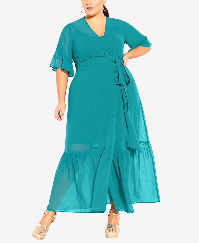 City Chic Trendy Plus Size Flutter Wrap Maxi Dress & Reviews - Dresses ...