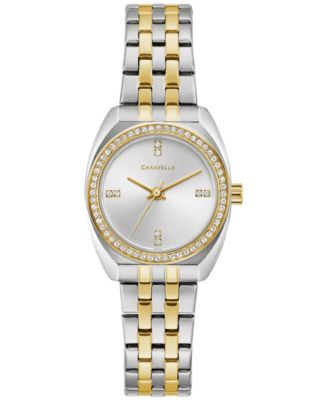 Caravelle - Women's Crystal Accent Two Tone Stainless Steel Bracelet Watch 26mm