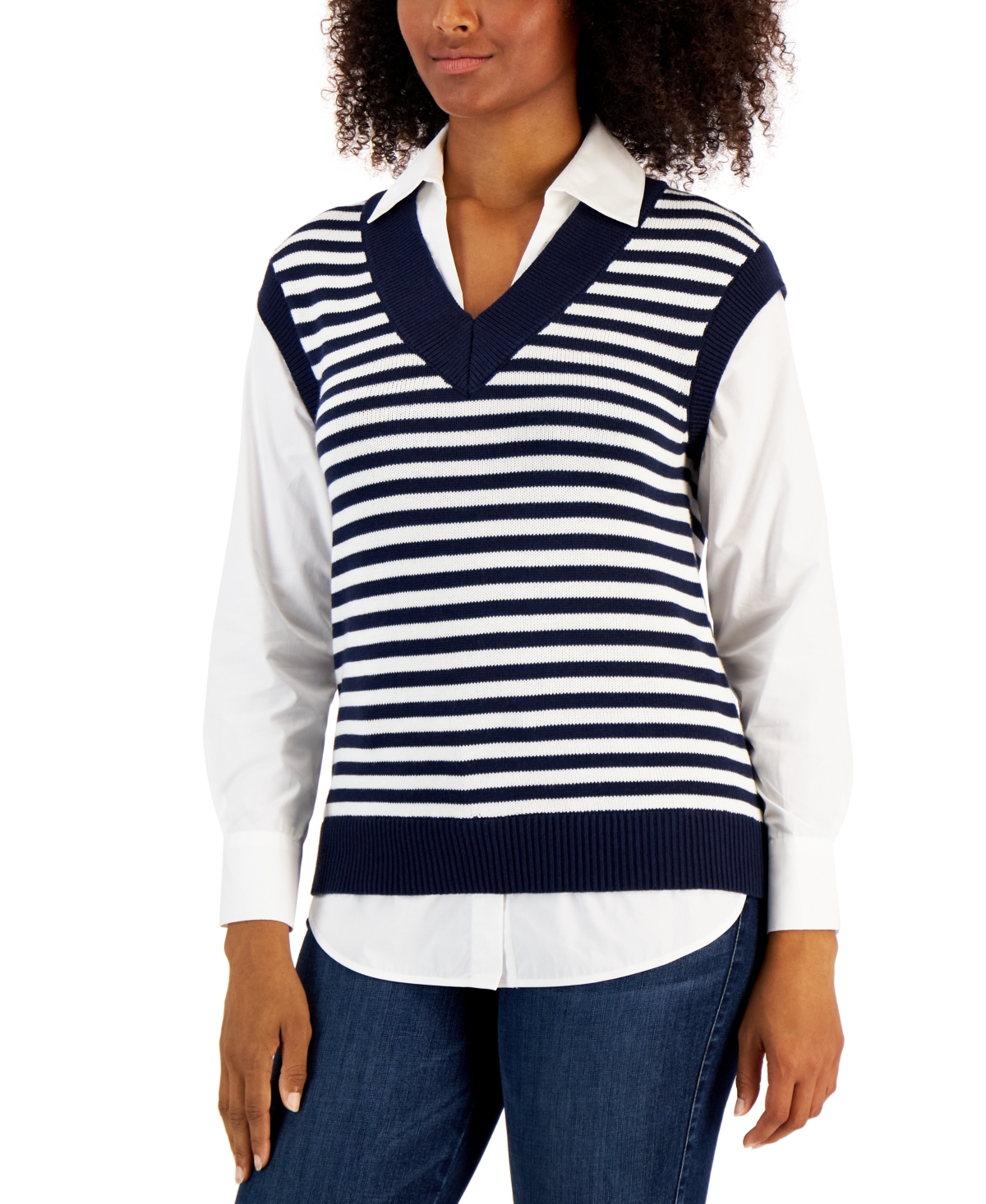 Charter Club Women's Layered Sweater Vest Shirt, Created for Macy's
