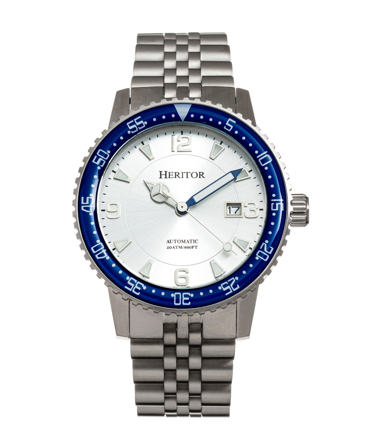 Heritor Automatic Dominic Silver-tone Stainless Steel Bracelet Watch, 45mm