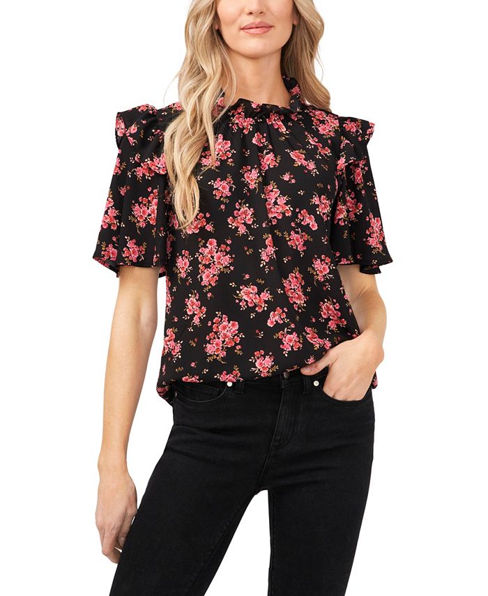 CeCe Women's Blooming Romance Flutter-Sleeve Blouse - Macy's