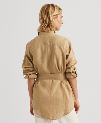 Lauren ralph lauren lightweight belted linen shirt clearance