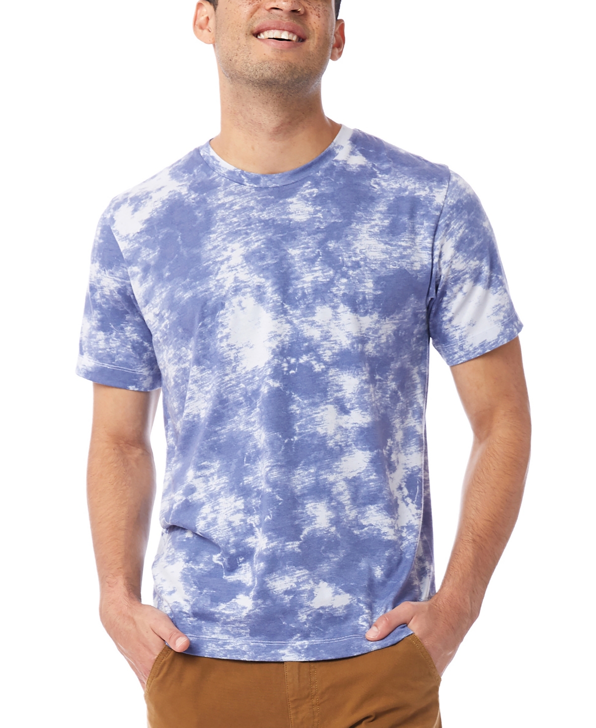 Shop Alternative Apparel Men's Short Sleeves Go-to T-shirt In Blue Tie Dye