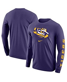Men's Purple LSU Tigers Team Lockup 2-Hit Long Sleeve T-shirt