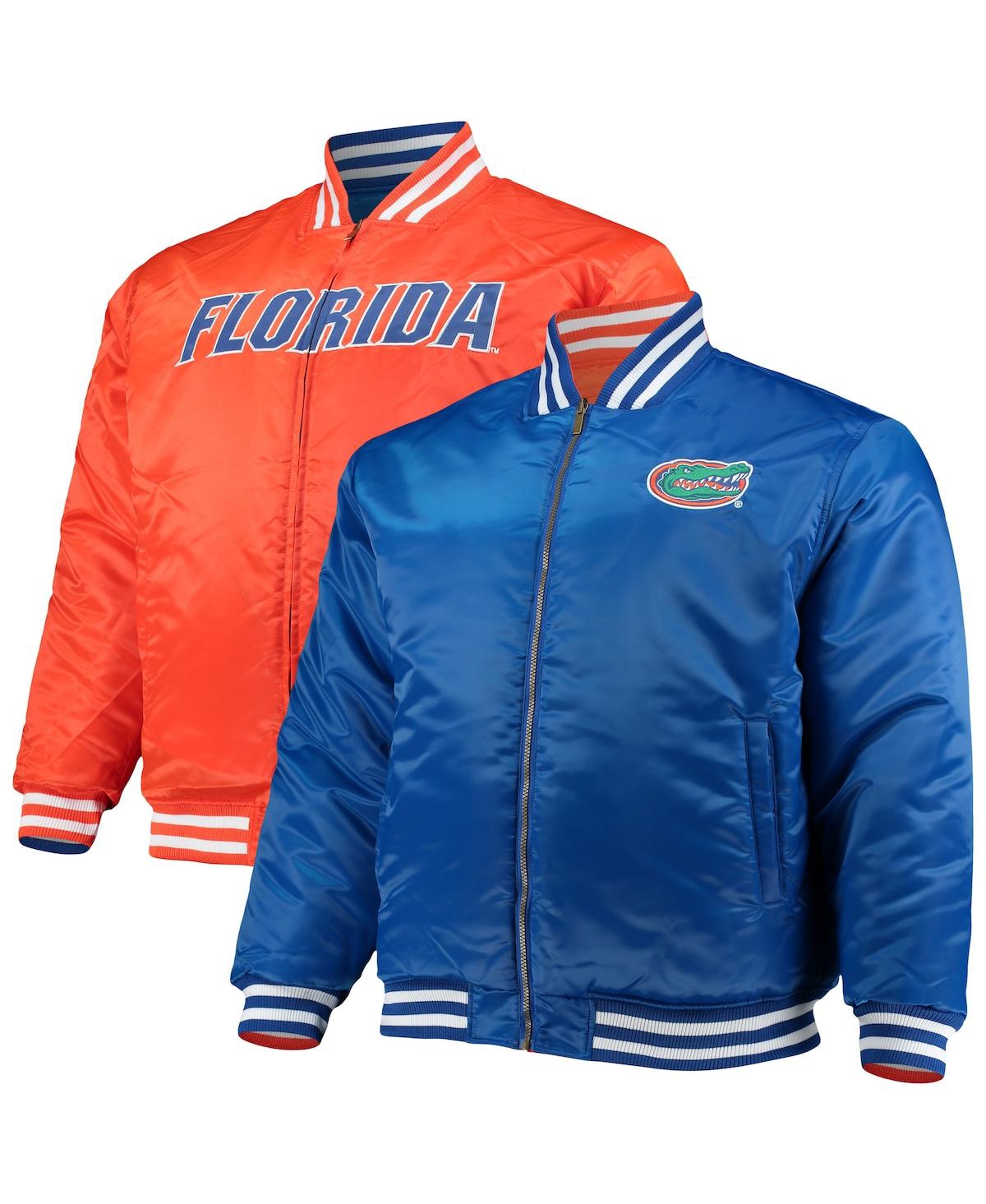 Shop Profile Men's Royal, Orange Florida Gators Big And Tall Reversible Satin Full-zip Jacket In Royal,orange