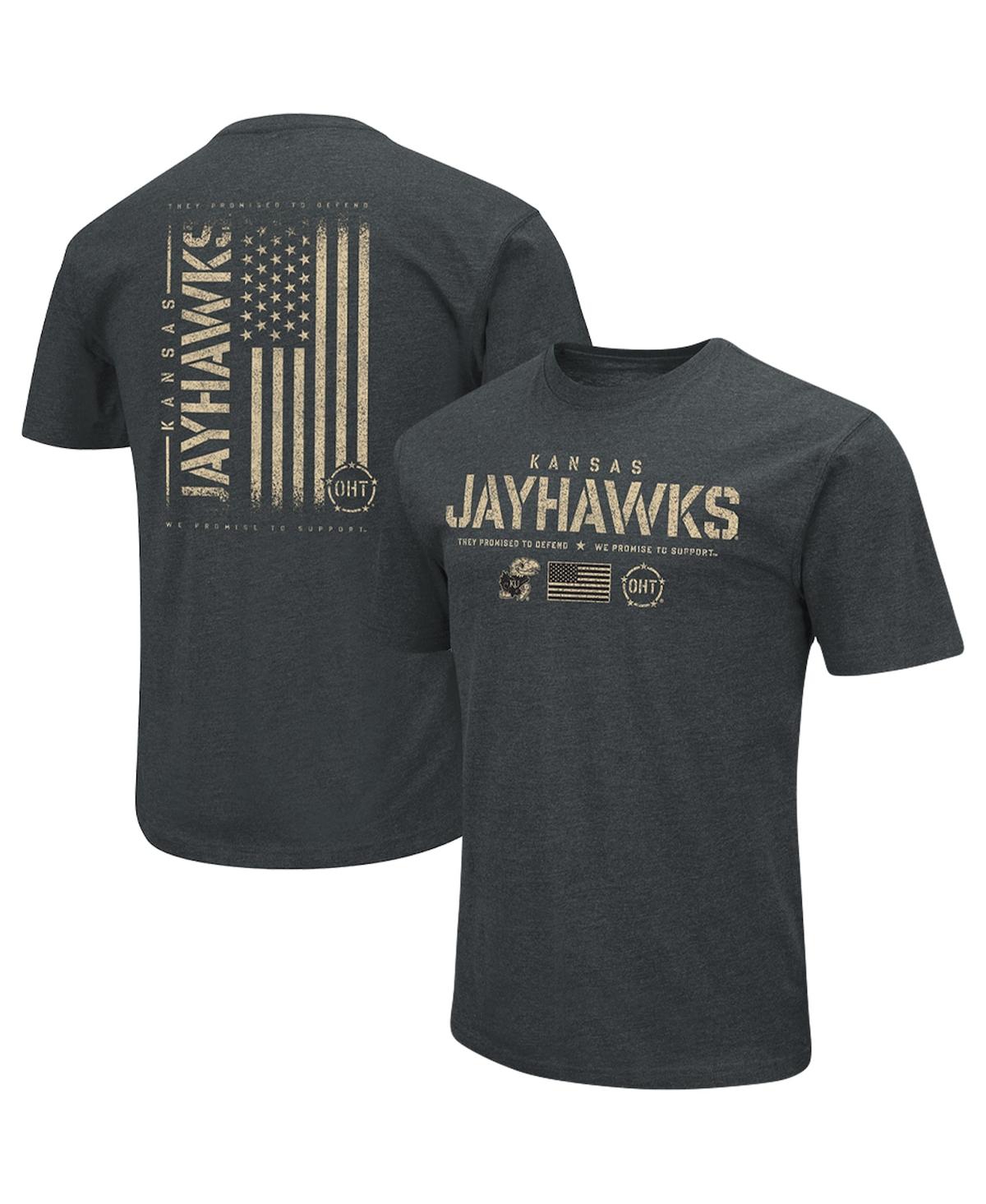 Men's Colosseum Heathered Black Kansas Jayhawks Oht Military-Inspired Appreciation Flag 2.0 T-shirt - Heathered Black