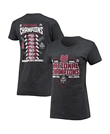 Women's Heathered Charcoal Mississippi State Bulldogs 2021 NCAA Men's Baseball College World Series Champions Schedule T-shirt