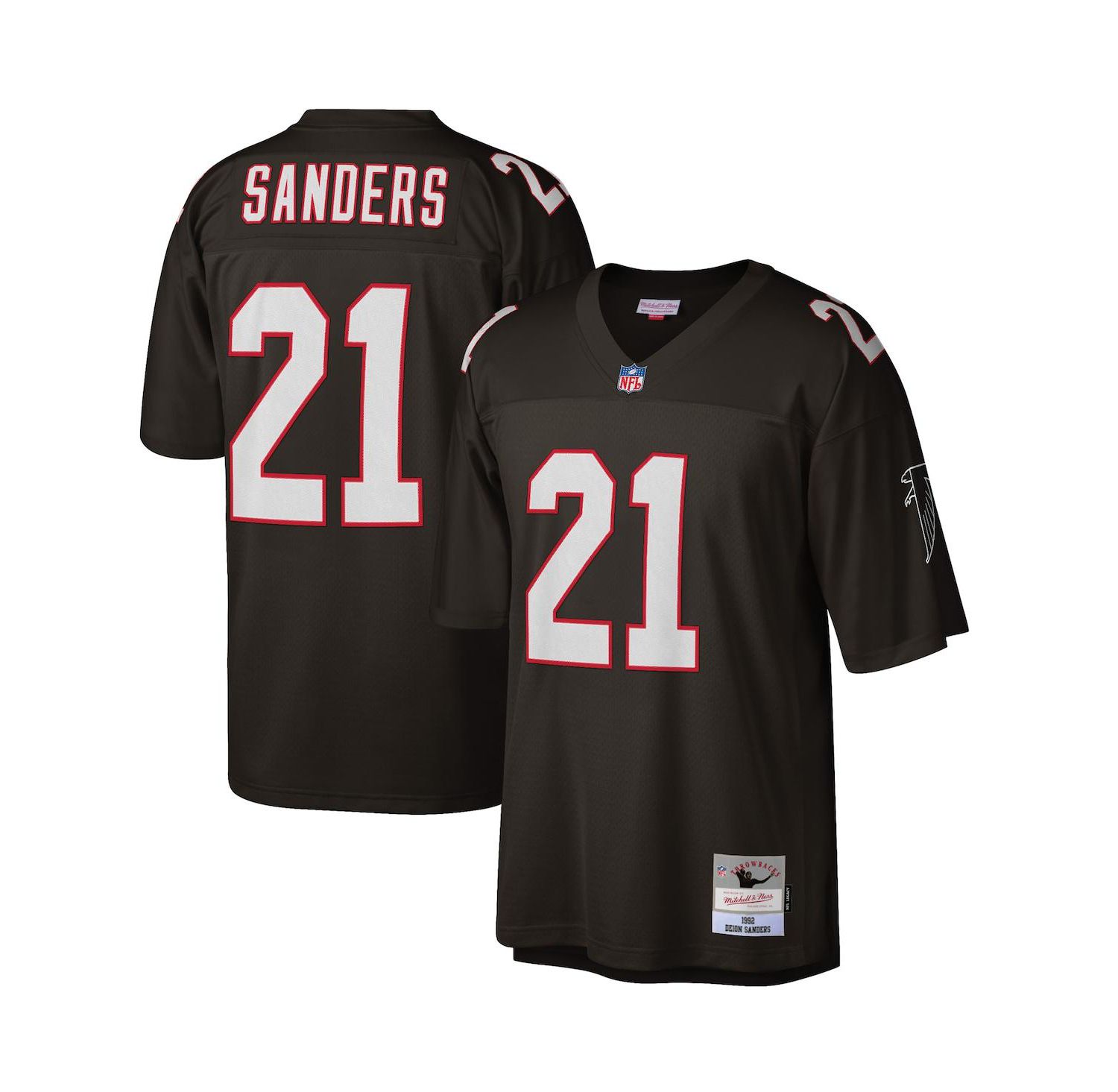 Men's Deion Sanders Black Atlanta Falcons Big and Tall 1992 Retired Player Replica Jersey