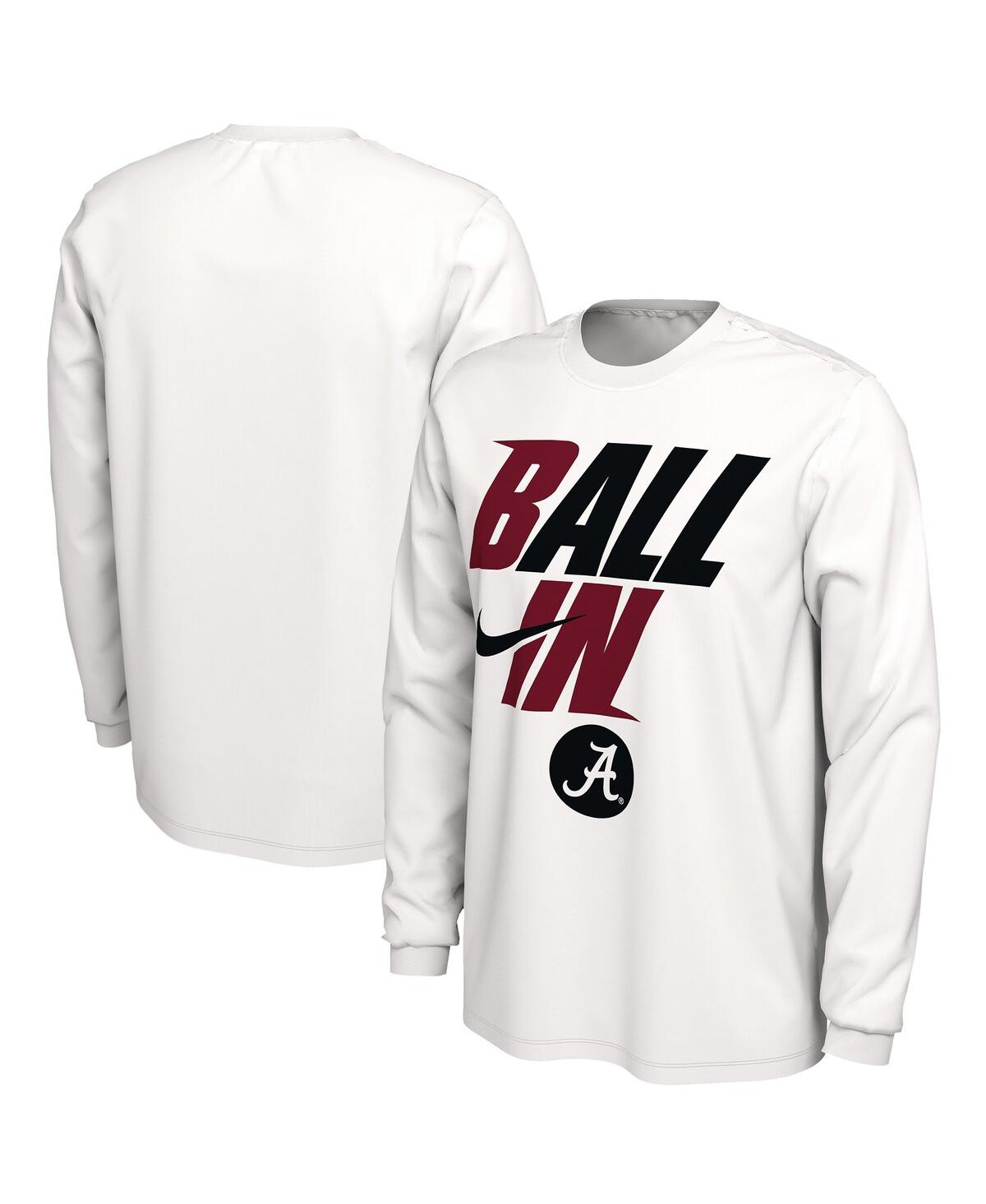 Shop Nike Men's  White Alabama Crimson Tide Ball In Bench Long Sleeve T-shirt
