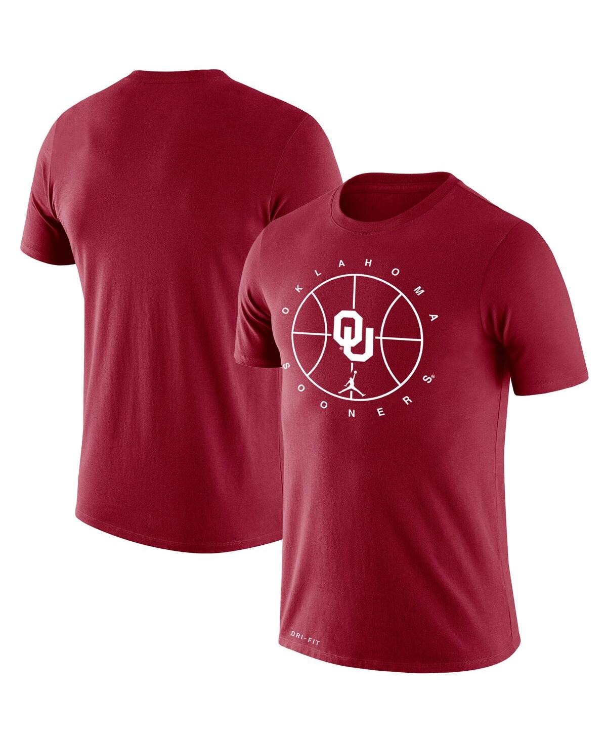 Shop Jordan Men's  Crimson Oklahoma Sooners Basketball Icon Legend Performance T-shirt