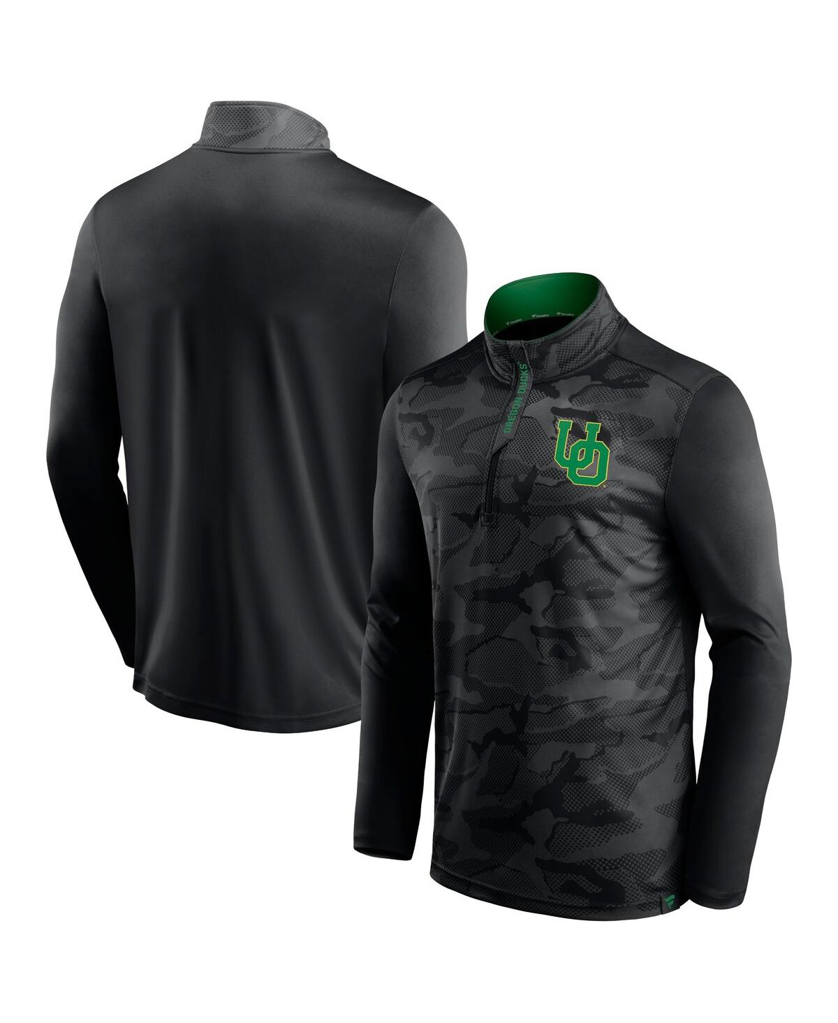 Fanatics Men's Black Oregon Ducks Depth Chart Camo Jacquard Quarter-zip Jacket In Black