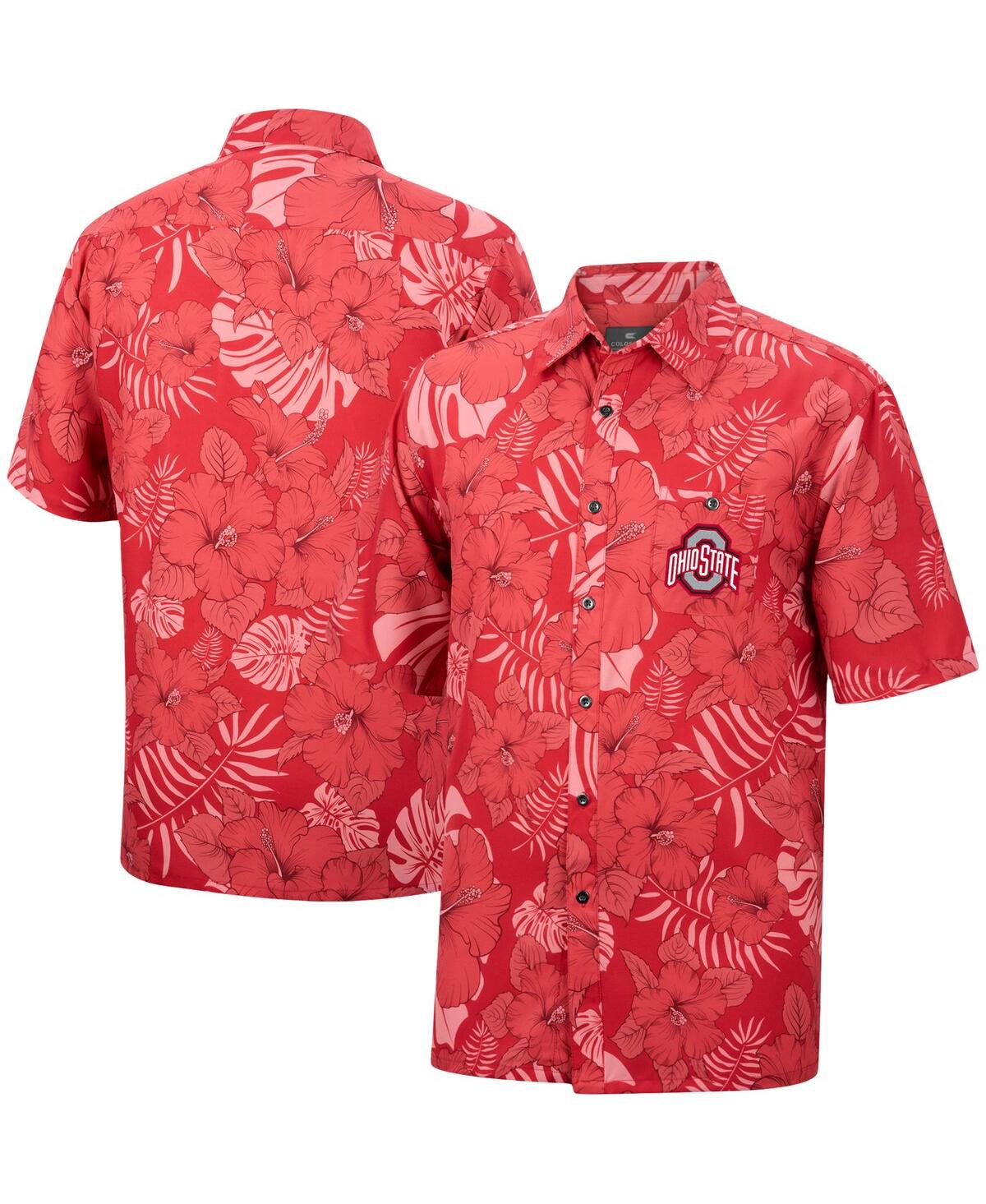 Colosseum Scarlet Ohio State Buckeyes The Dude Camp Button-up Shirt In Scarlet