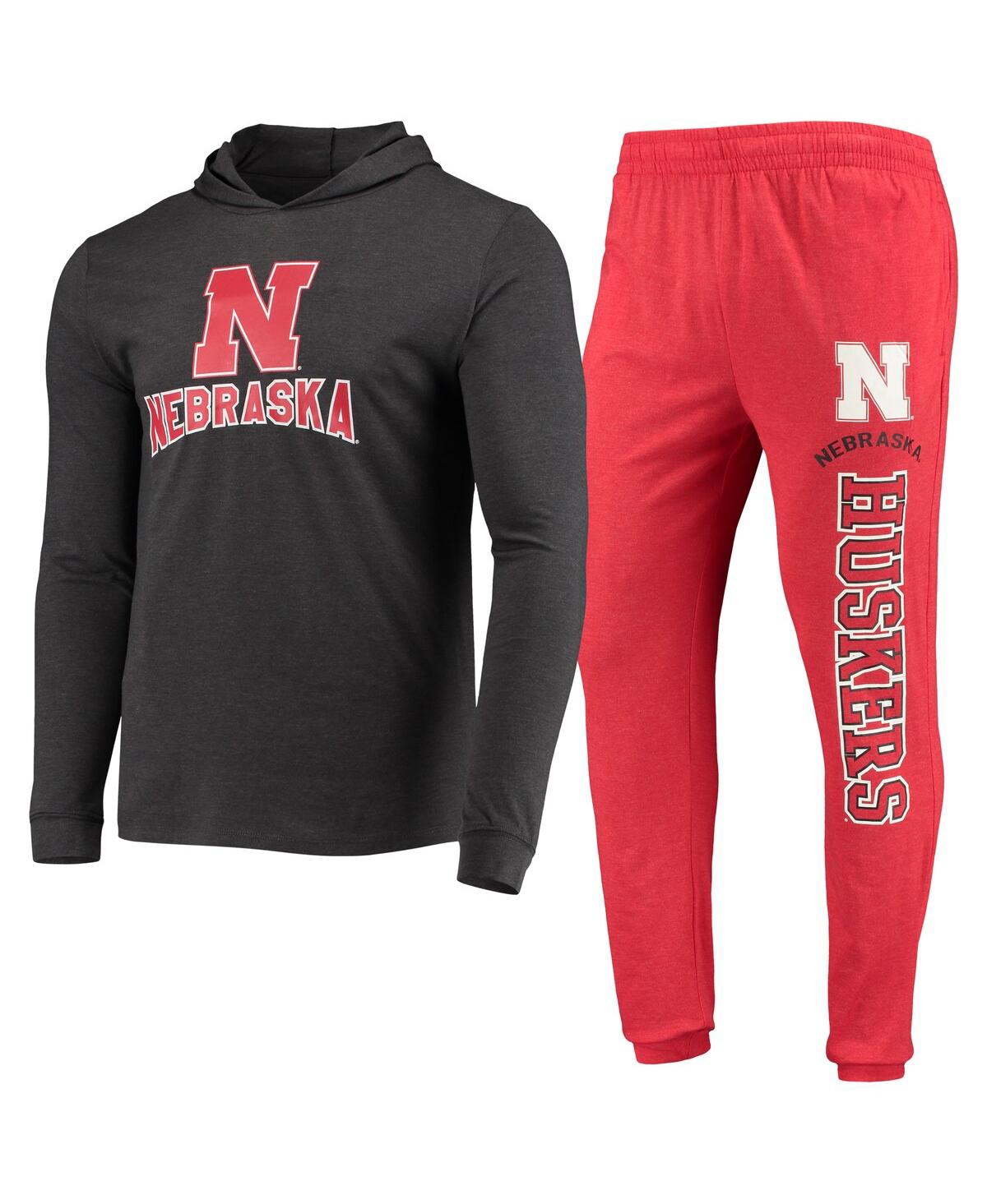 Men's Concepts Sport Charcoal Nebraska Huskers Meter Long Sleeve Hoodie T-shirt and Jogger Pants Sleep Set - Charcoal