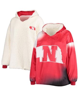 FOCO FOCO Мужские алые и белые кроссовки Nebraska Huskers Sherpa с большим градиентным логотипом и обратимым капюшоном 10790₽