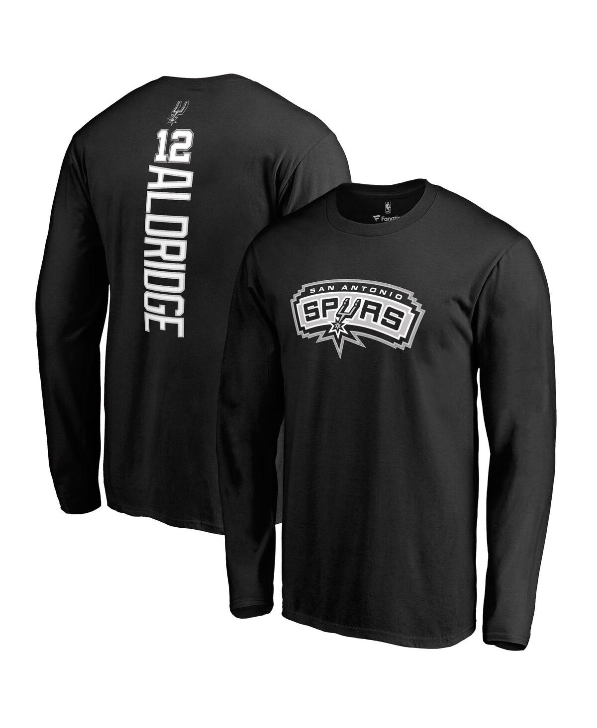 Men's Fanatics LaMarcus AldridgeSan Antonio Spurs Backer Name and Number Long Sleeve T-shirt - Black