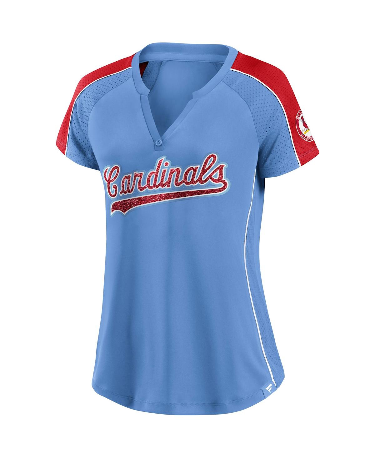 Fanatics Branded Light Blue/red St. Louis Cardinals True Classic League Diva Pinstripe Raglan V-neck In Blue,red